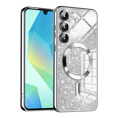 MagSafe Case for Samsung Galaxy A16 5G A166 / A16 4G A165, Techsuit, Luxury Glitter, Silver