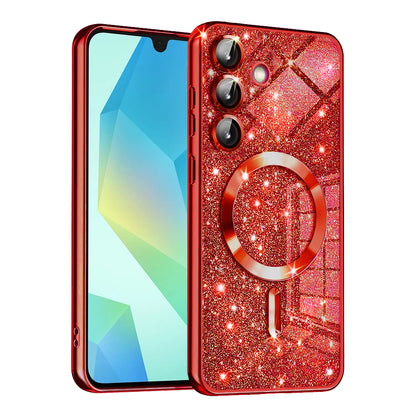 MagSafe Case for Samsung Galaxy A16 5G A166 / A16 4G A165, Techsuit, Luxury Glitter, Red