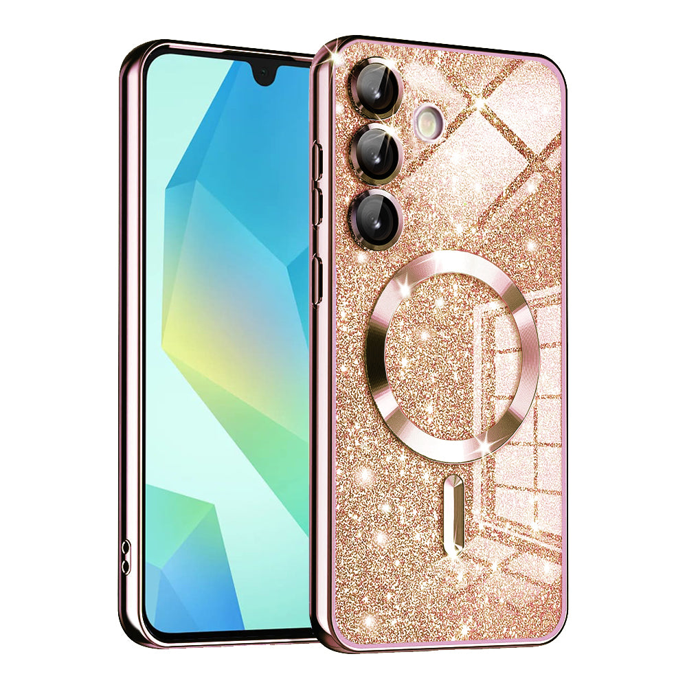 MagSafe Case for Samsung Galaxy A16 5G A166 / A16 4G A165, Techsuit, Luxury Glitter, Rose Gold