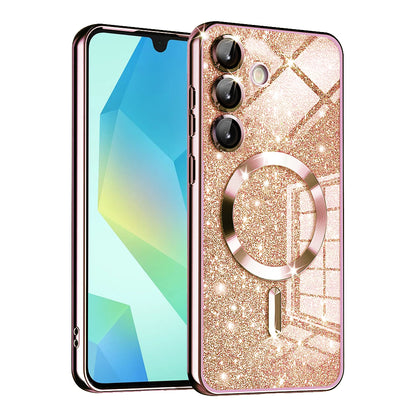 MagSafe Case for Samsung Galaxy A16 5G A166 / A16 4G A165, Techsuit, Luxury Glitter, Rose Gold