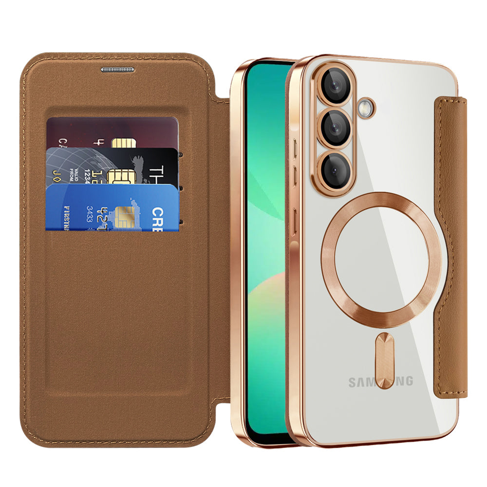 MagSafe Case for Samsung Galaxy A26 A266, Techsuit, SmartMag Book, Brown