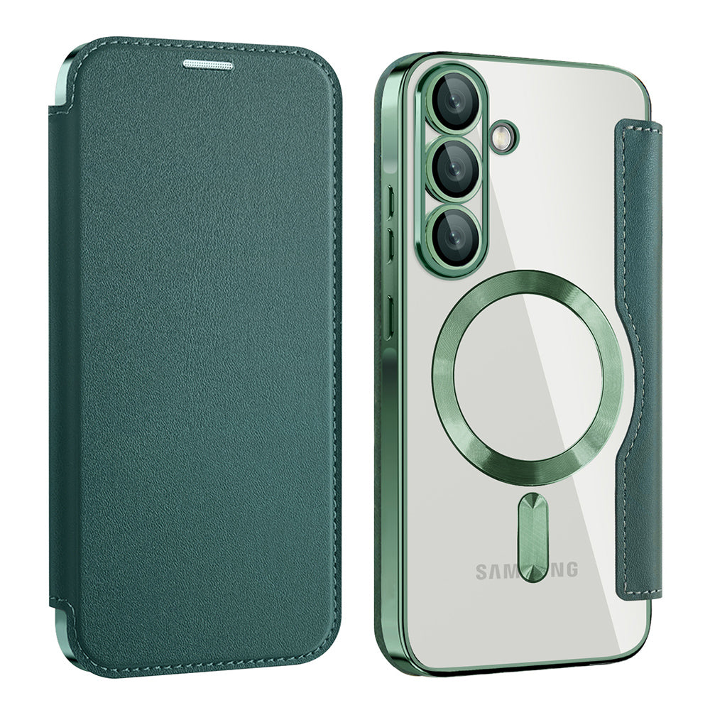 MagSafe Case for Samsung Galaxy A26 A266, Techsuit, SmartMag Book, Green