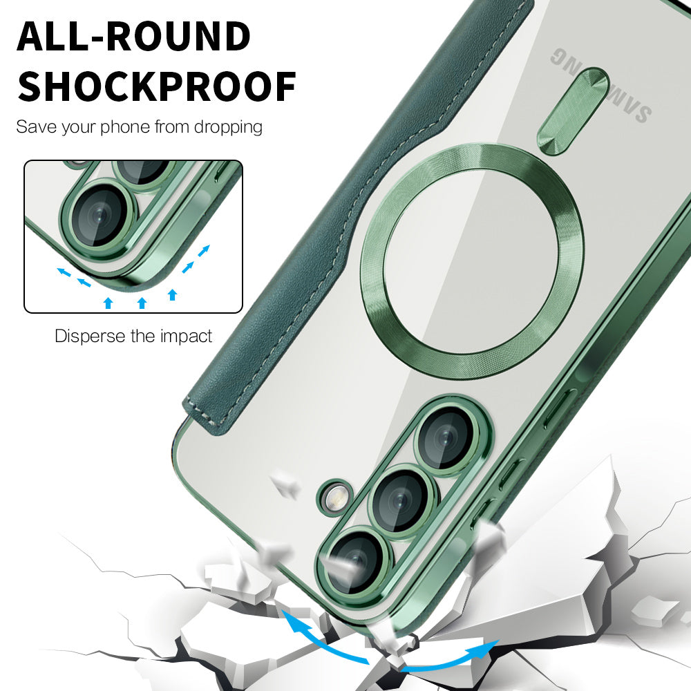 MagSafe Case for Samsung Galaxy A26 A266, Techsuit, SmartMag Book, Green