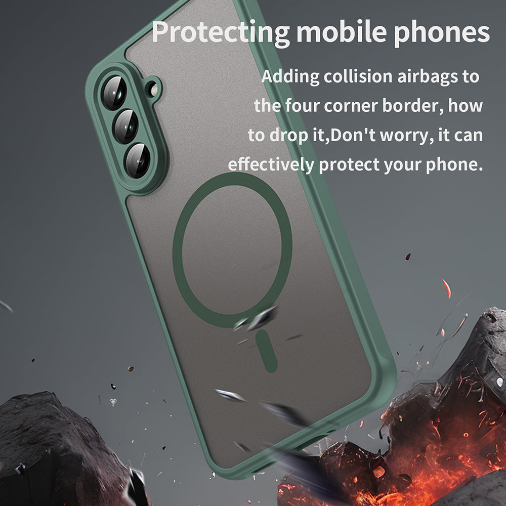 MagSafe Case for Samsung Galaxy A36 A366, Techsuit, HaloFrost II, Green