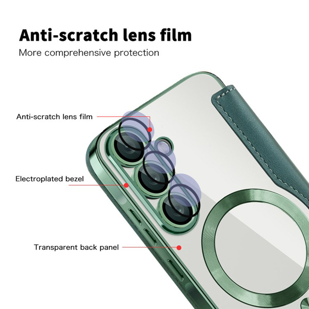 MagSafe Case for Samsung Galaxy A36 A366, Techsuit, SmartMag Book, Green