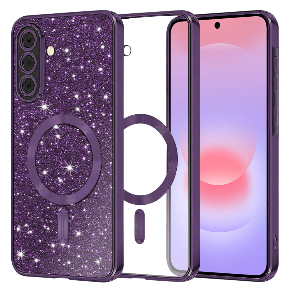 MagSafe Case for Samsung Galaxy A37 5G, Techsuit, Luxury Glitter, Dark Purple
