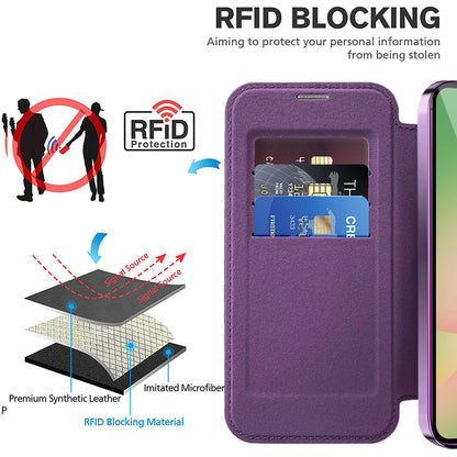 MagSafe Case for Samsung Galaxy A37 5G, Techsuit, SmartMag Book, Purple