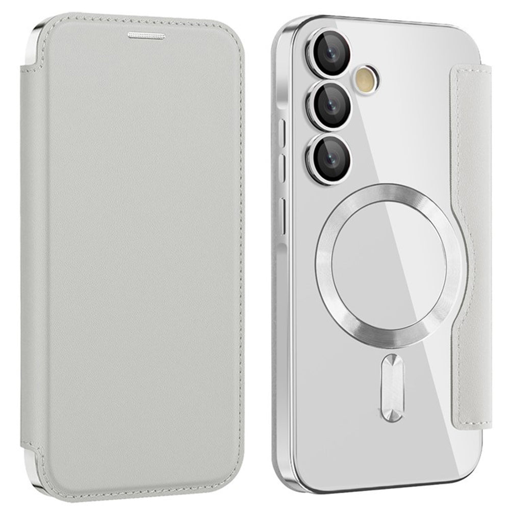 MagSafe Case for Samsung Galaxy A55 5G A556, Techsuit, SmartMag Book, Gray