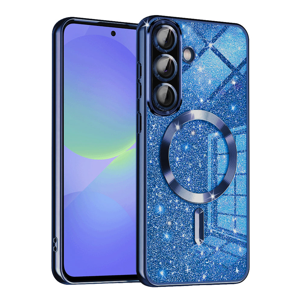 MagSafe Case for Samsung Galaxy A56 A566 / A36 A366, Techsuit, Luxury Glitter, Dark Blue