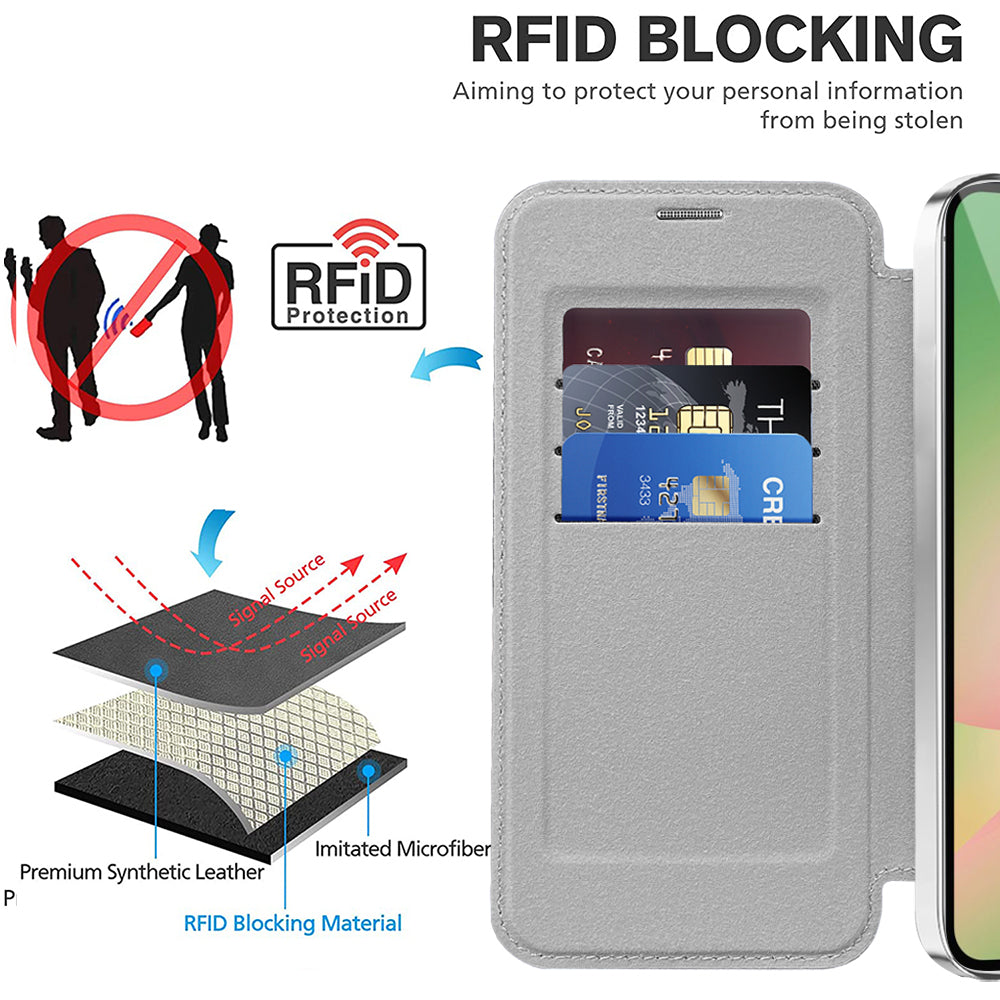 MagSafe Case for Samsung Galaxy A56 A566, Techsuit, SmartMag Book, Gray
