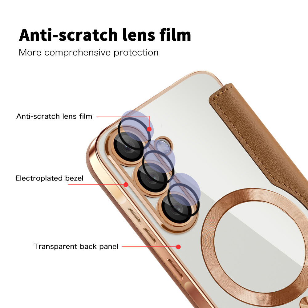 MagSafe Case for Samsung Galaxy A56 A566, Techsuit, SmartMag Book, Brown