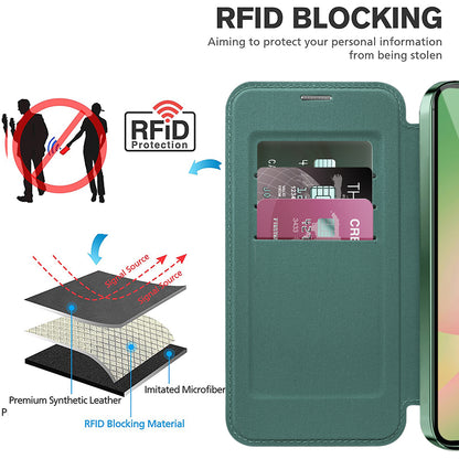 MagSafe Case for Samsung Galaxy A56 A566, Techsuit, SmartMag Book, Green