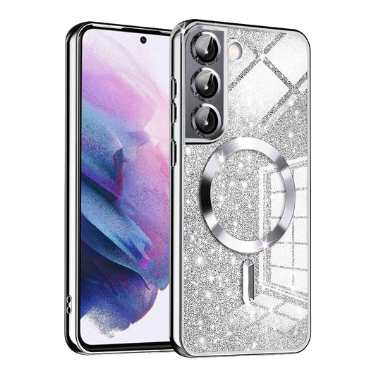 MagSafe Case for Samsung Galaxy S21 5G G991, Techsuit, Luxury Glitter, Silver