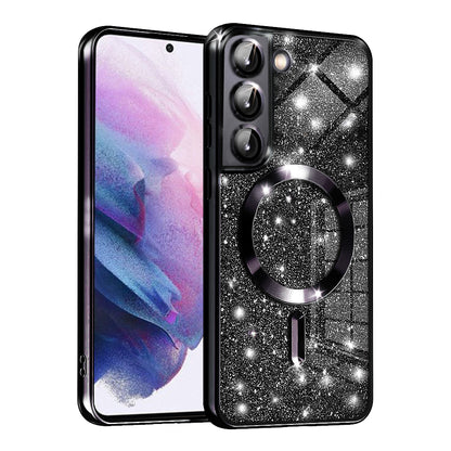 MagSafe Case for Samsung Galaxy S21 5G G991, Techsuit, Luxury Glitter, Black