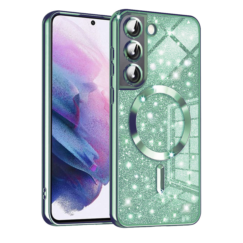 MagSafe Case for Samsung Galaxy S21 5G G991, Techsuit, Luxury Glitter, Light Green