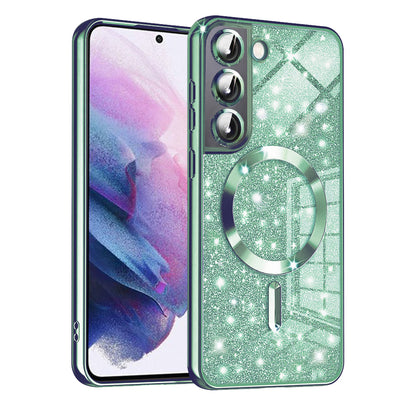 MagSafe Case for Samsung Galaxy S21 5G G991, Techsuit, Luxury Glitter, Light Green