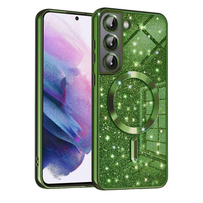 MagSafe Case for Samsung Galaxy S21 5G G991, Techsuit, Luxury Glitter, Dark Green