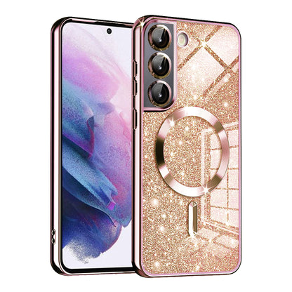MagSafe Case for Samsung Galaxy S21 FE 5G G990, Techsuit, Luxury Glitter, Rose Gold