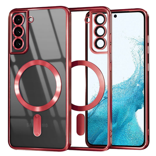 MagSafe Case for Samsung Galaxy S22 5G S901, Techsuit, Luxury Crystal, Red