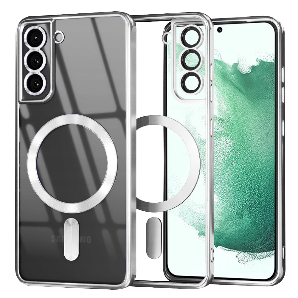 MagSafe Case for Samsung Galaxy S22+ 5G S906, Techsuit, Luxury Crystal, Silver