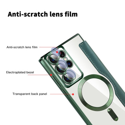 MagSafe Case for Samsung Galaxy S22 Ultra 5G S908, Techsuit, SmartMag Book, Green