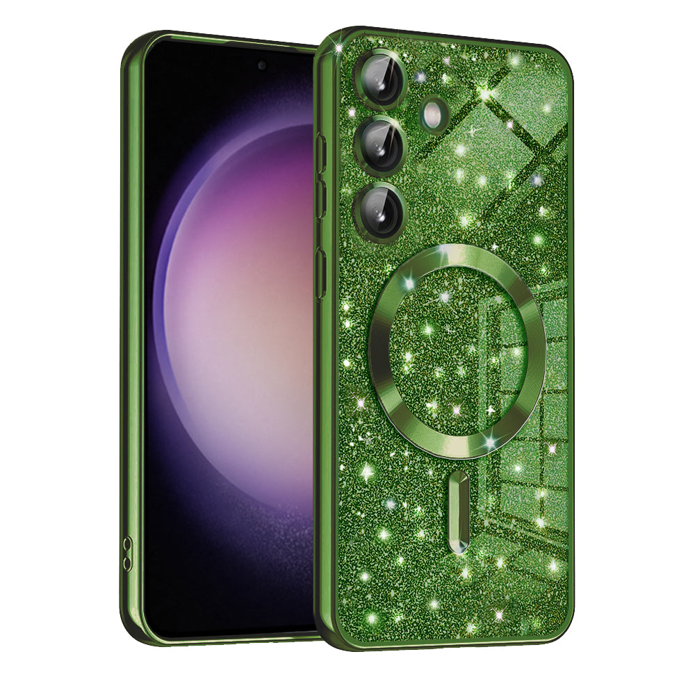 MagSafe Case for Samsung Galaxy S23 FE S711, Techsuit, Luxury Glitter, Dark Green
