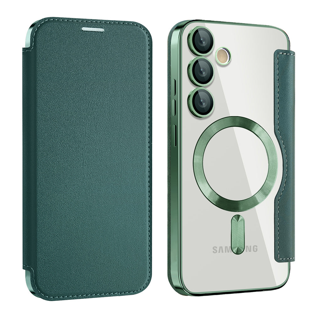 MagSafe Case for Samsung Galaxy S23 FE S711, Techsuit, SmartMag Book, Green