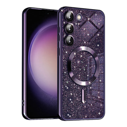 MagSafe Case for Samsung Galaxy S23+ S916, Techsuit, Luxury Glitter, Dark Purple