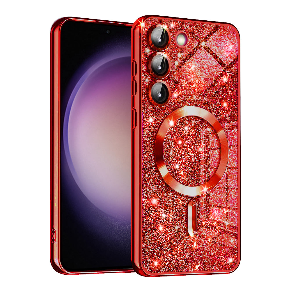 MagSafe Case for Samsung Galaxy S23+ S916, Techsuit, Luxury Glitter, Red