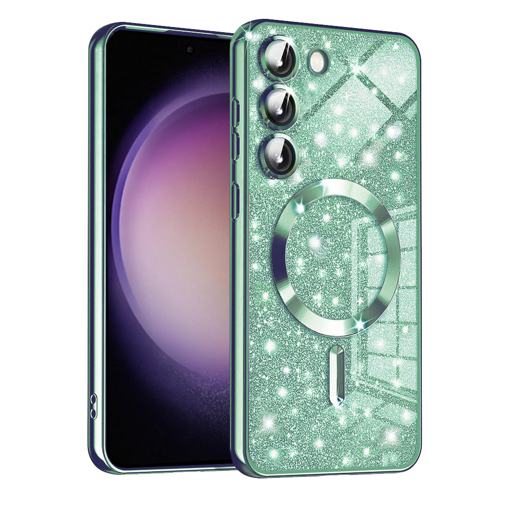 MagSafe Case for Samsung Galaxy S23+ S916, Techsuit, Luxury Glitter, Light Green