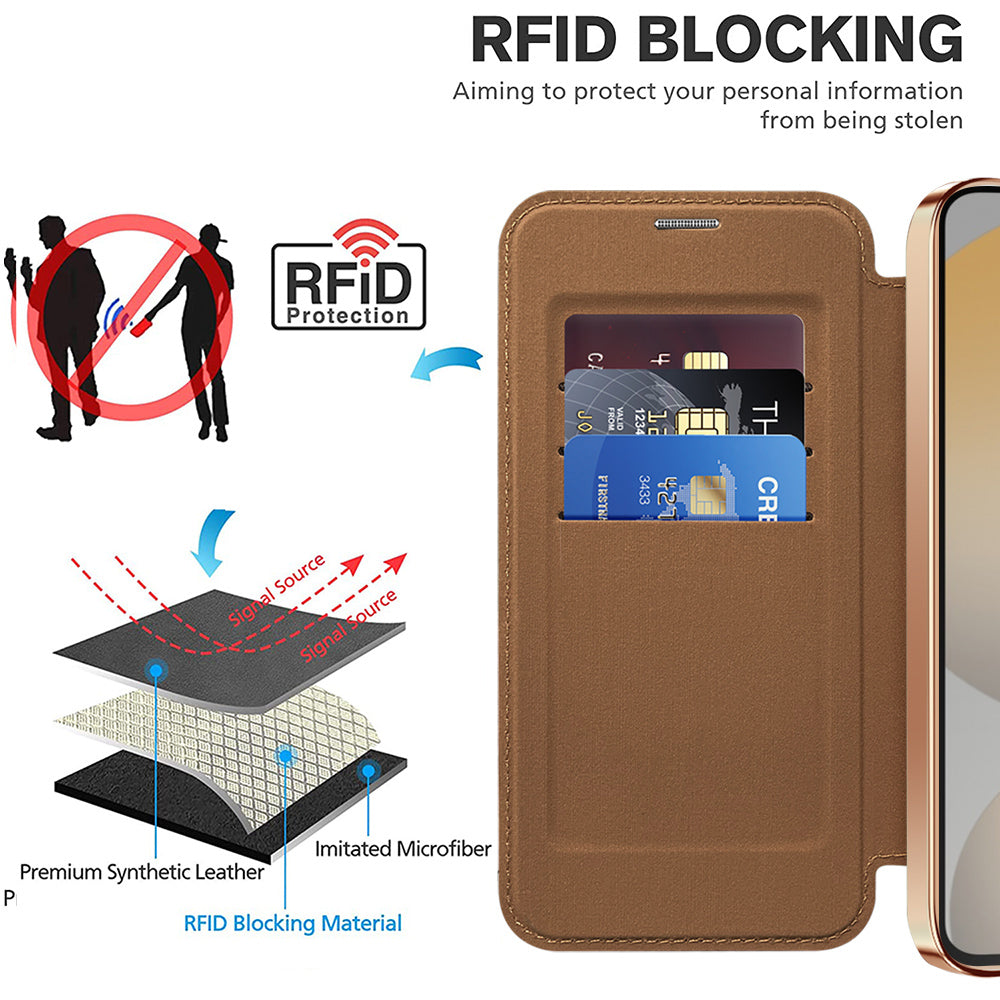 MagSafe Case for Samsung Galaxy S24 FE S721, Techsuit, SmartMag Book, Brown