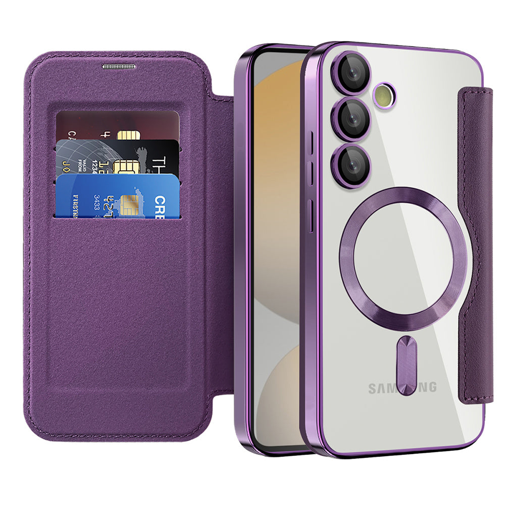 MagSafe Case for Samsung Galaxy S24 FE S721, Techsuit, SmartMag Book, Purple