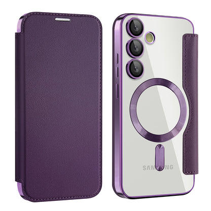 MagSafe Case for Samsung Galaxy S24 FE S721, Techsuit, SmartMag Book, Purple
