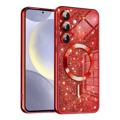 MagSafe Case for Samsung Galaxy S24+ S926, Techsuit, Luxury Glitter, Red