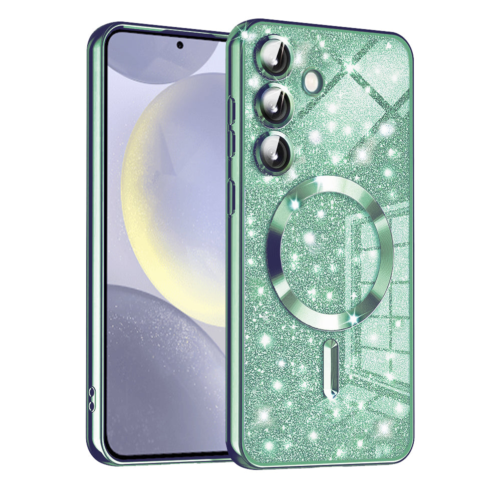 MagSafe Case for Samsung Galaxy S24+ S926, Techsuit, Luxury Glitter, Light Green