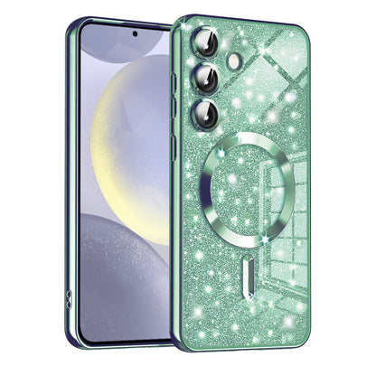 MagSafe Case for Samsung Galaxy S24+ S926, Techsuit, Luxury Glitter, Light Green