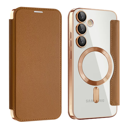 MagSafe Case for Samsung Galaxy S24+ S926, Techsuit, SmartMag Book, Brown
