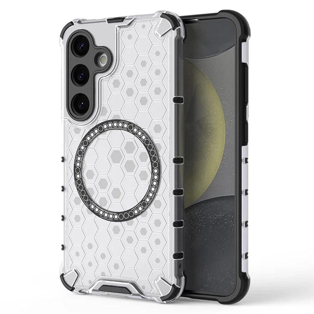 MagSafe Case for Samsung Galaxy S24 S921, Techsuit, HoneyComb Shield, White