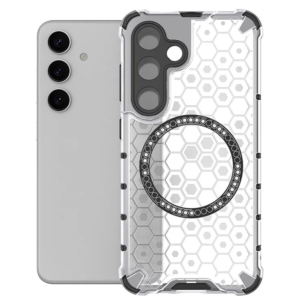 MagSafe Case for Samsung Galaxy S24 S921, Techsuit, HoneyComb Shield, White