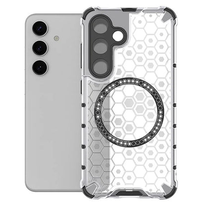 MagSafe Case for Samsung Galaxy S24 S921, Techsuit, HoneyComb Shield, White