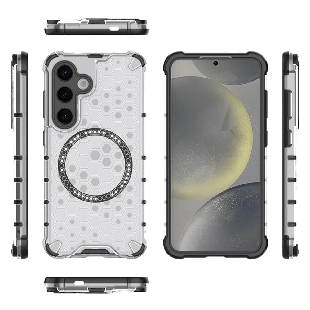MagSafe Case for Samsung Galaxy S24 S921, Techsuit, HoneyComb Shield, White