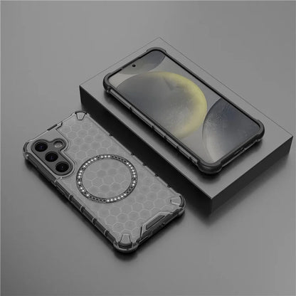 MagSafe Case for Samsung Galaxy S24 S921, Techsuit, HoneyComb Shield, Black
