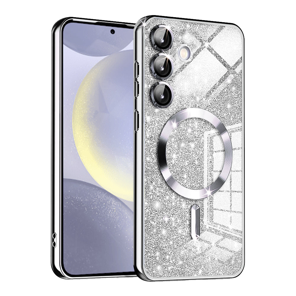 MagSafe Case for Samsung Galaxy S24 S921, Techsuit, Luxury Glitter, Silver