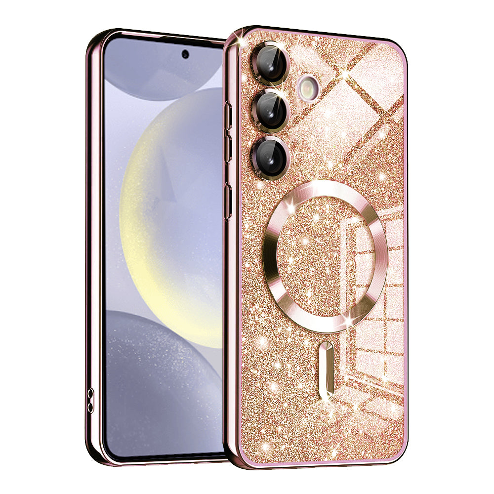 MagSafe Case for Samsung Galaxy S24 S921, Techsuit, Luxury Glitter, Rose Gold