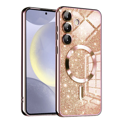 MagSafe Case for Samsung Galaxy S24 S921, Techsuit, Luxury Glitter, Rose Gold