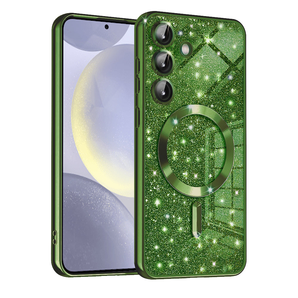 MagSafe Case for Samsung Galaxy S24 S921, Techsuit, Luxury Glitter, Dark Green
