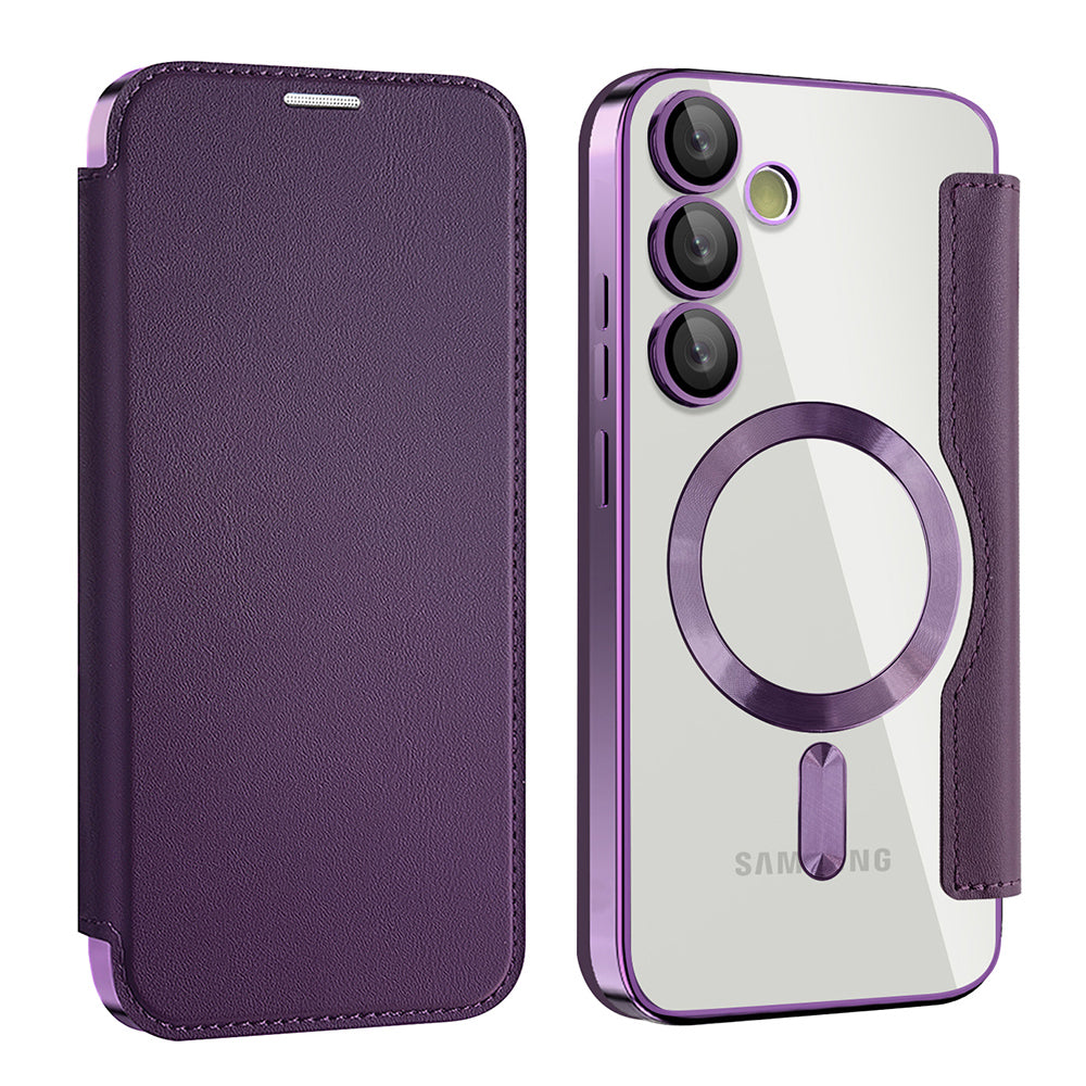 MagSafe Case for Samsung Galaxy S24 S921, Techsuit, SmartMag Book, Purple