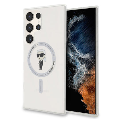 MagSafe Case for Samsung Galaxy S24 Ultra S928, Karl Lagerfeld, IML Ikonik Karl, Transparent