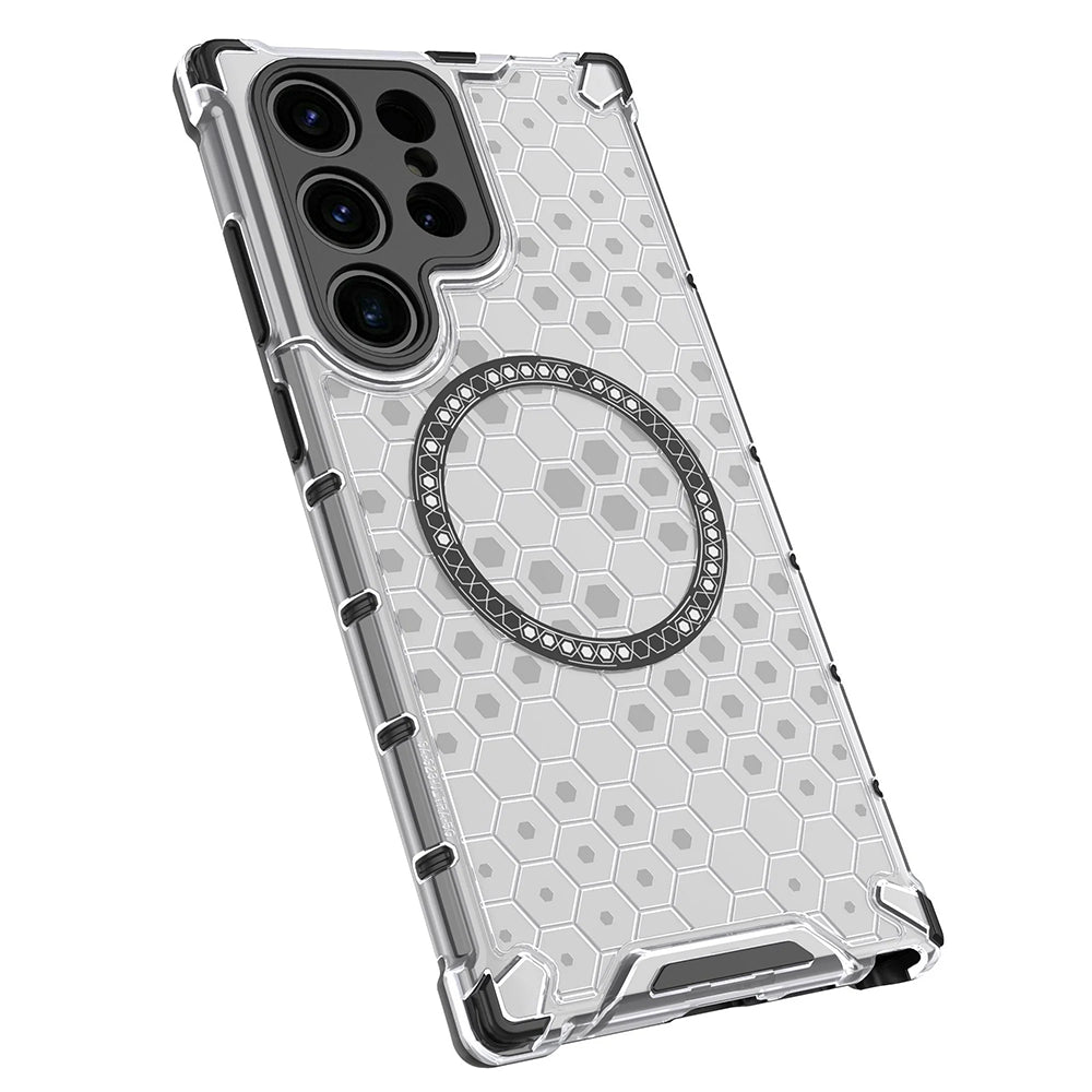 MagSafe Case for Samsung Galaxy S24 Ultra S928, Techsuit, HoneyComb Shield, White