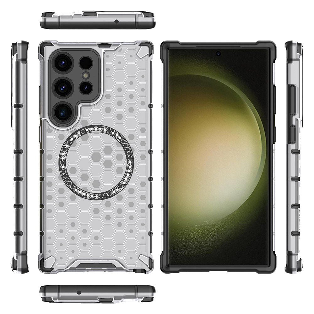 MagSafe Case for Samsung Galaxy S24 Ultra S928, Techsuit, HoneyComb Shield, White
